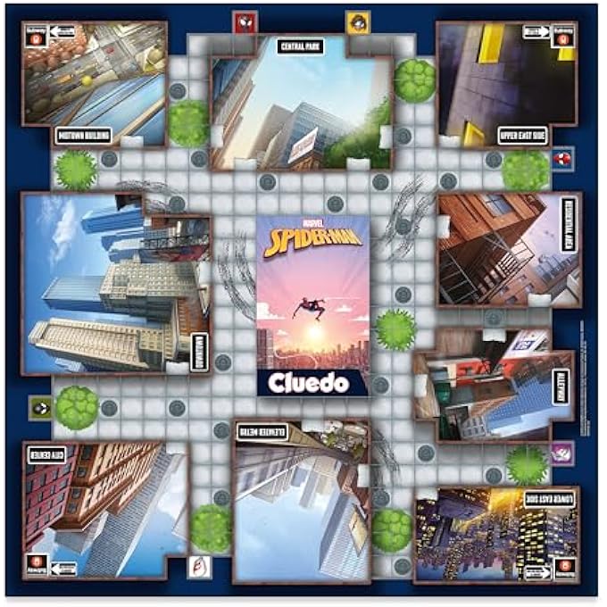 ويننج موفيز SpiderMan Cluedo اختر الرجل العنكبوت المفضل لديك تجول في أجزاء مختلفة من المدينة وقم بقيادة لعبة اللوحة العائلية الاستقصائية الممتعة من عمر 8 سنوات - Image 5