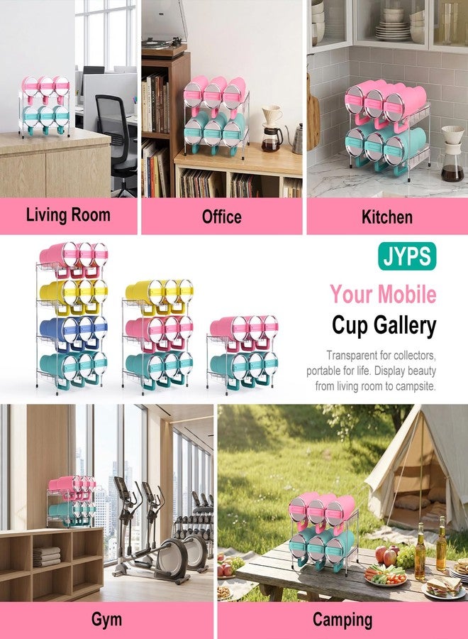 JYPS Reusable Stackable with Handle Compartment Water Bottle Tumbler Organizer for Stanley 40oz with Handle Cup, Stanley Accessories for Pantry, Cabinet & Kitchen Organization and Storage,2 Tier Hold 6 - Image 5