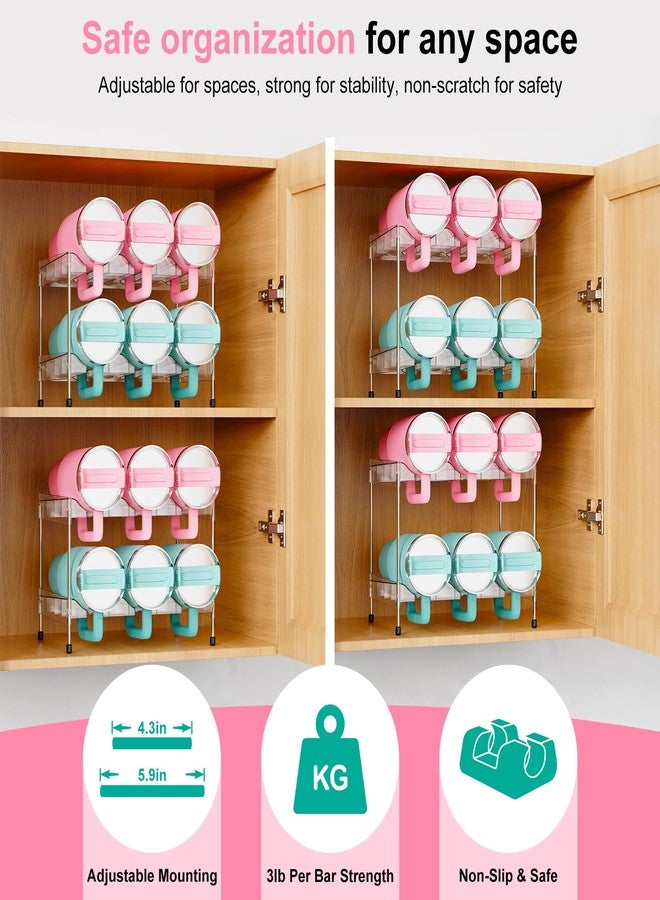 JYPS Reusable Stackable with Handle Compartment Water Bottle Tumbler Organizer for Stanley 40oz with Handle Cup, Stanley Accessories for Pantry, Cabinet & Kitchen Organization and Storage,2 Tier Hold 6 - Image 4