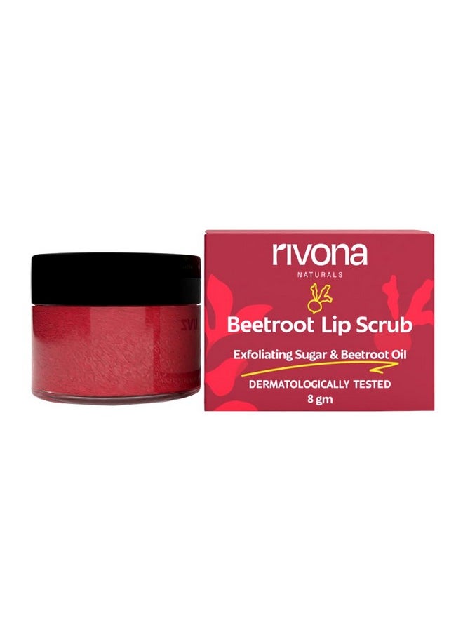 RIVONA NATURALS - Beetroot Lip Scrub | Sugar + Niacinamide | Exfoliating | For Men & Women | 8 Gm - Image 1