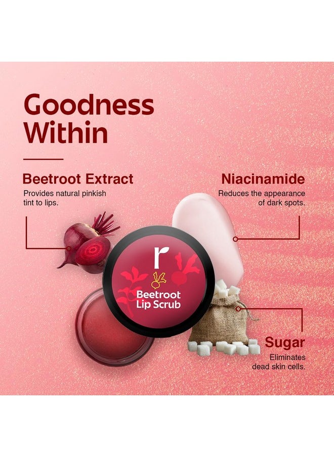 RIVONA NATURALS - Beetroot Lip Scrub | Sugar + Niacinamide | Exfoliating | For Men & Women | 8 Gm - Image 1