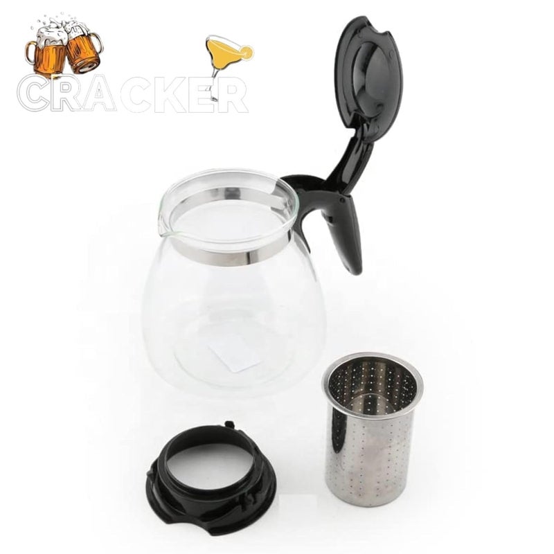 EXOMOON Tea Pot Set with Infuser by Cracker Loose Leaf Stove Top Glass Teapot Kettle Pack of 01 Green 2 Tea Strainer Glass Kettle 1000 Milliliter - Image 5