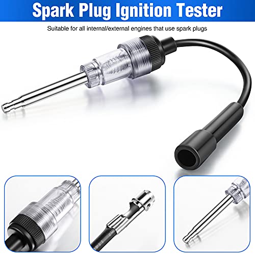 Fiada 9 Pieces Automotive Compression Tester Kit and Spark Plug Tester, Universal Car and Motorcycle Engine Testing Tools for Cylinder Pressure Gauge (Blue) - Image 2