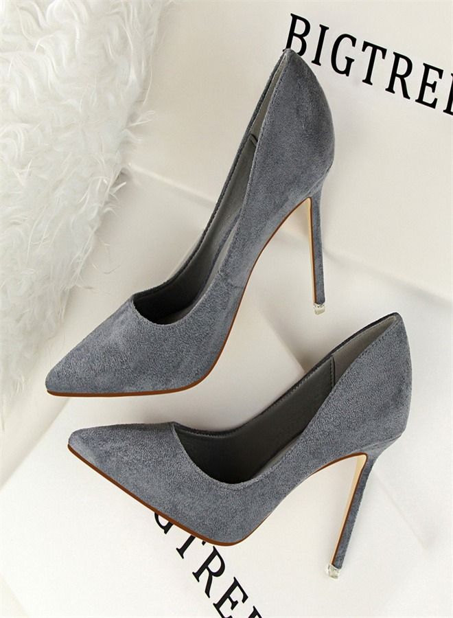 BIGTREE Fashion Pointed High Heels 9CM Grey