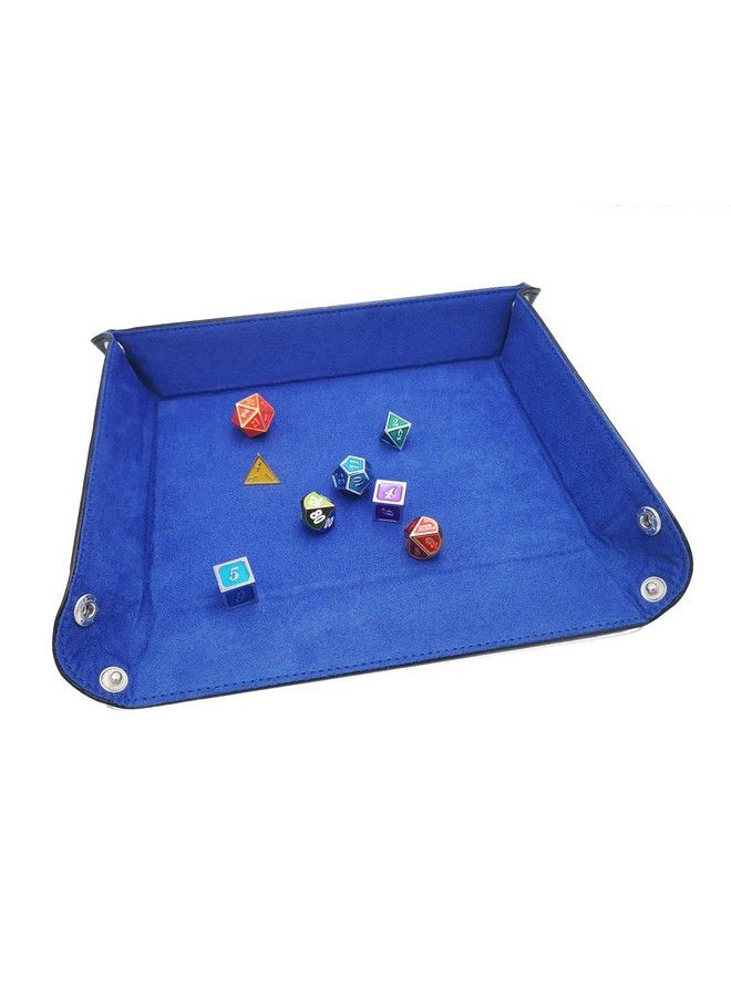 ONWON 2 Pieces Dice Holder Dice Rolling Tray Double Sided Pu Leather And Velvet Folding Tray Dice Pad For Dice Gaming And Other Table Games (Blue & Red) - Image 5