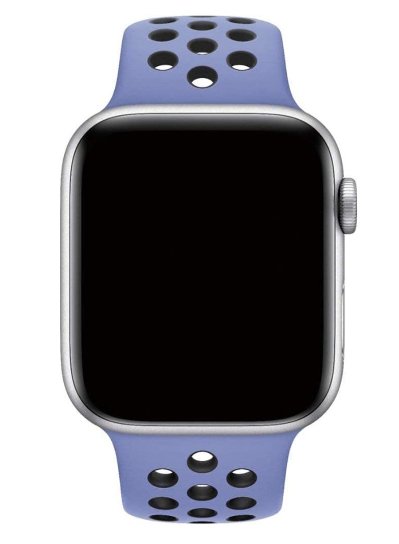 VITION Apple Watch Band 42mm/44mm/45mm Soft Silicone Replacement Wristband for iWatch Series 7/6/5/4/3/2/1/SE Nike+/Sports Edition Royal Pulse/Black - Image 1