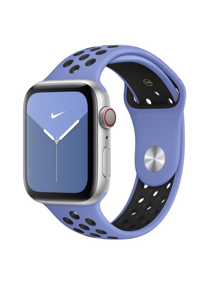VITION Apple Watch Band 42mm/44mm/45mm Soft Silicone Replacement Wristband for iWatch Series 7/6/5/4/3/2/1/SE Nike+/Sports Edition Royal Pulse/Black - Image 4