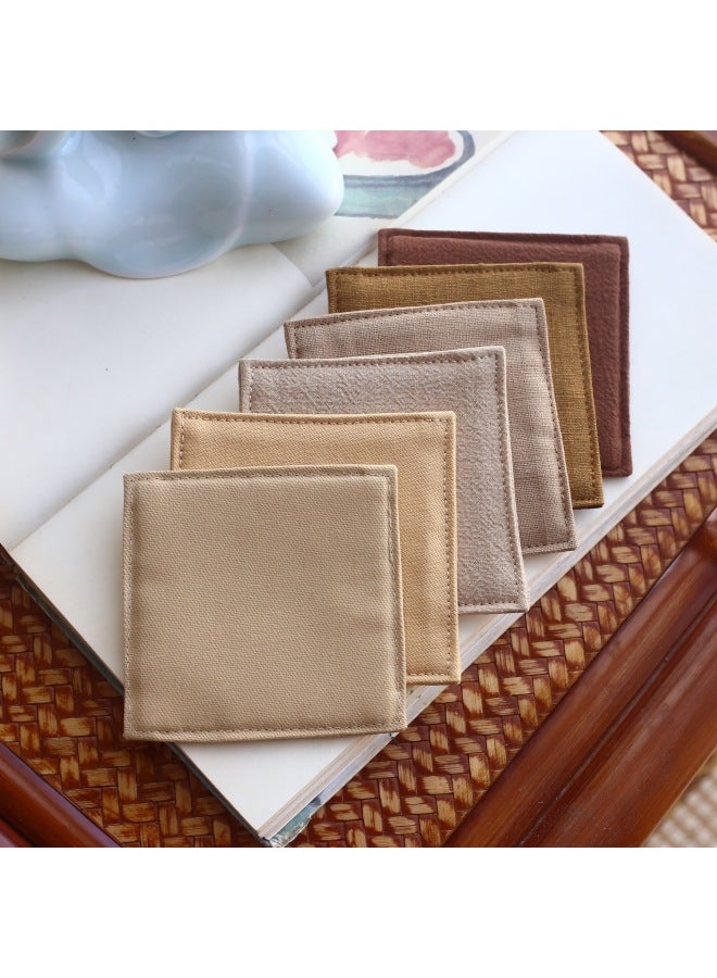 Red And Brown Color Chinese Style Square Brocade Embroidered Jacquard Fabric Napkin Coaster And Wind Tea Cup Mat Heat Insulation Mat-Color:Coffee Weaving Golden Baoxian Lotus-Specifications:9* 9cm  - Image 3