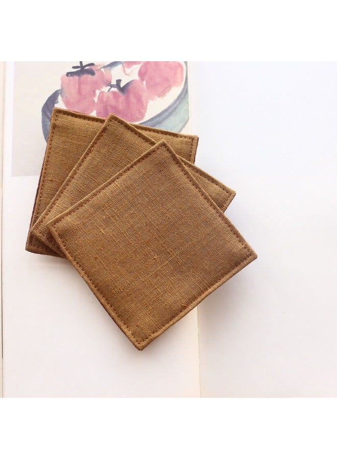 Red And Brown Color Chinese Style Square Brocade Embroidered Jacquard Fabric Napkin Coaster And Wind Tea Cup Mat Heat Insulation Mat-Color:Coffee Weaving Golden Baoxian Lotus-Specifications:9* 9cm  - Image 4