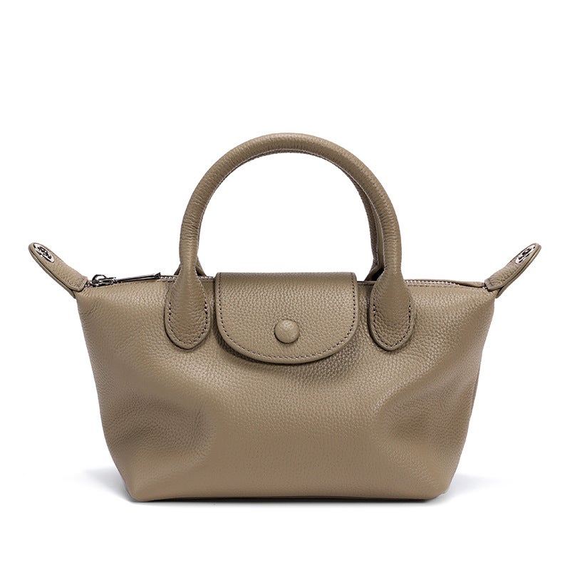 Genuine Leather Womens Crossbody Bag 2025 Top Layer Cowhide Single Shoulder Bag Versatile High-End Litchi Pattern Handbag windbreaker gray 