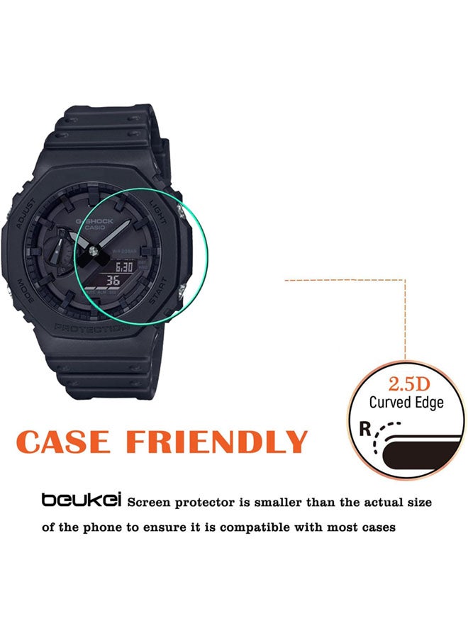 سجيت شاشة واقية لساعات كاسيو G-SHOCK GA-2100 GA-B2100 GA-2000 GM-2100، فيلم واقي زجاجي مقوى عالي الدقة ضد الخدوش وخالي من الفقاعات وواضح - Image 4