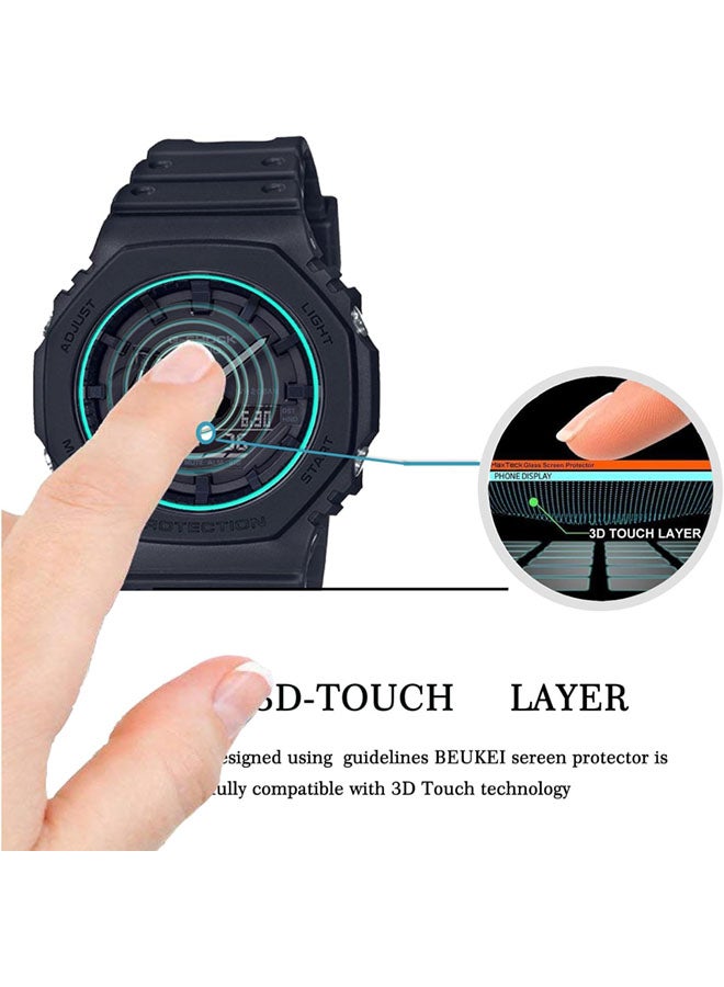 سجيت شاشة واقية لساعات كاسيو G-SHOCK GA-2100 GA-B2100 GA-2000 GM-2100، فيلم واقي زجاجي مقوى عالي الدقة ضد الخدوش وخالي من الفقاعات وواضح - Image 5