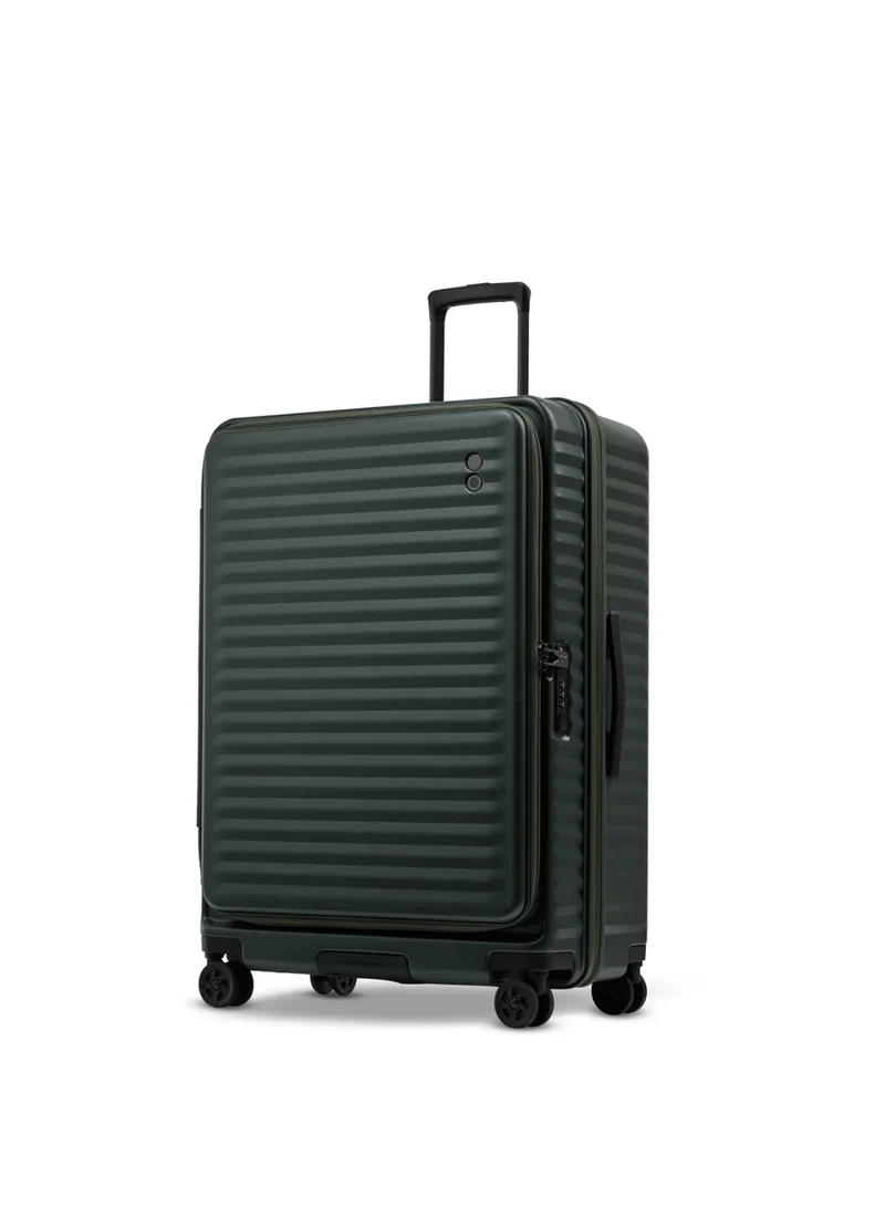 Echolac Echolac Celestra PC183FA-01 FS 30 Inch Expandable Hardside Trolley Luggage with TSA Lock, Front Opening Design, Hinomoto 4 Double-Wheeled System & Premium PC Shell - Deep Olive