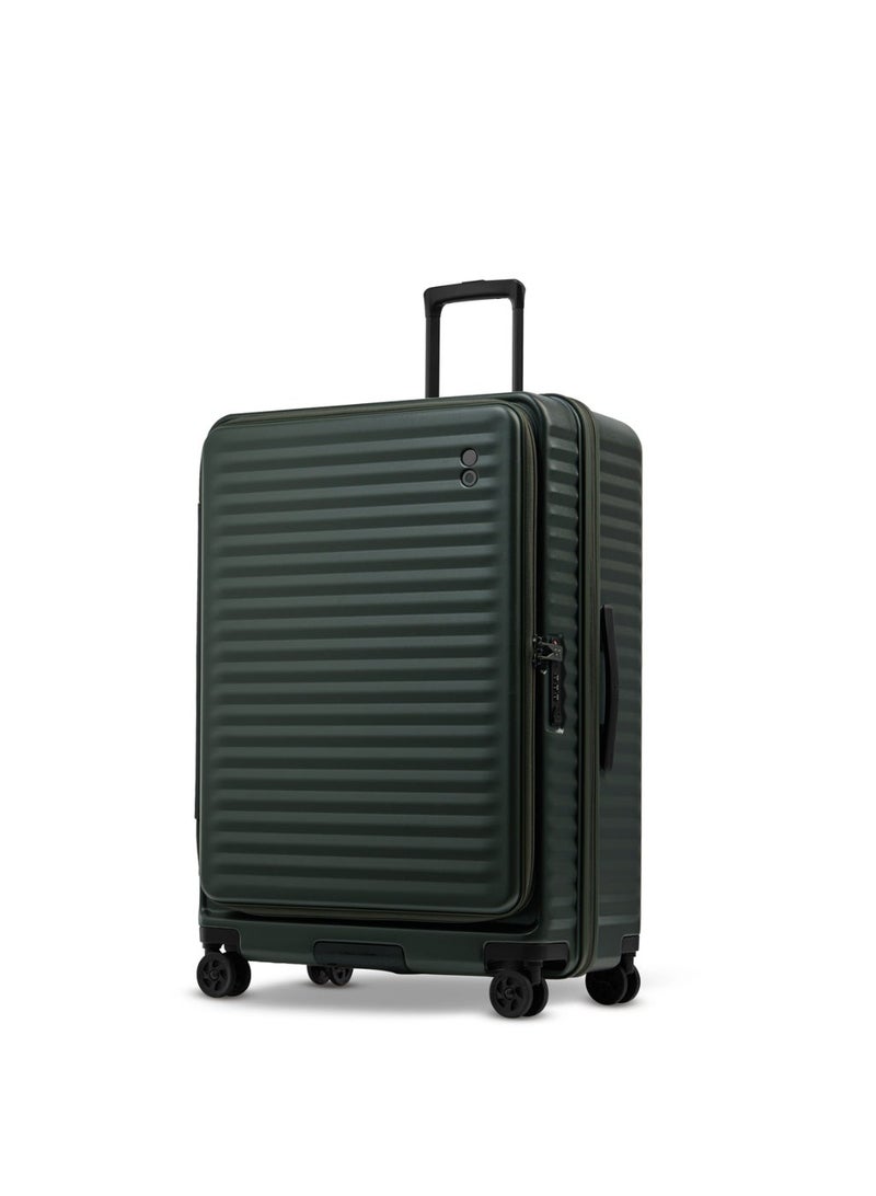 Echolac Celestra PC183FA-01 FS 30 Inch Expandable Hardside Trolley Luggage with TSA Lock, Front Opening Design, Hinomoto 4 Double-Wheeled System & Premium PC Shell - Deep Olive - Image 2