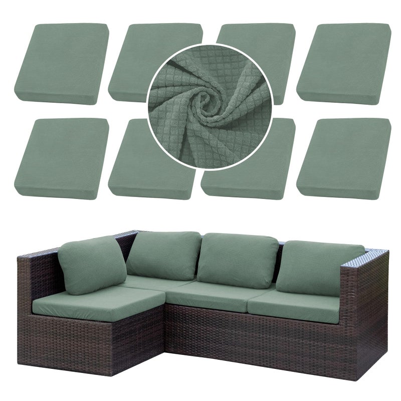 SUKAIKEQA Outdoor Cushion Covers Set,8PCS Waterproof Patio Furniture Couch Seat Slipcovers, Replacement for Sofa Sectional Chair(Coverï¼ŒOnly) - Image 1