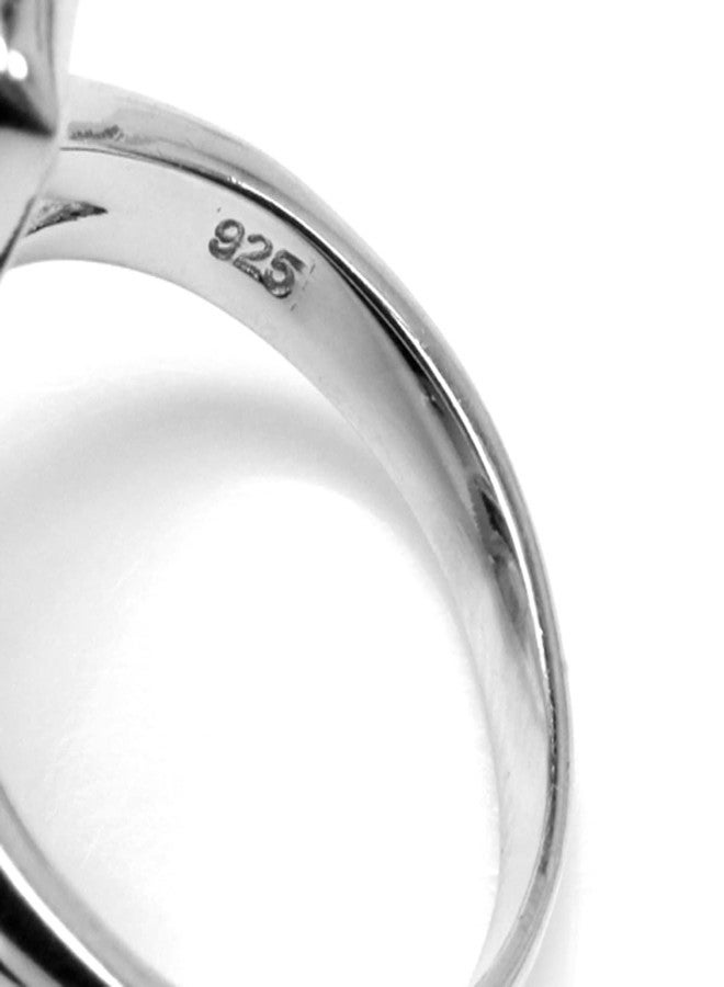 Silvershake Long Created Black Onyx Stone Inlay White Gold Plated 925 Sterling Silver Modern Style Ring Jewelry for Women Size 6 - Image 5