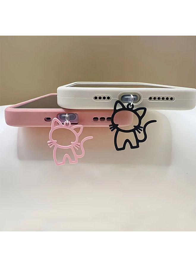White Cute Hollow Cat Anti Dust Plug Lightning Port Protector Aluminum Alloy - Image 1