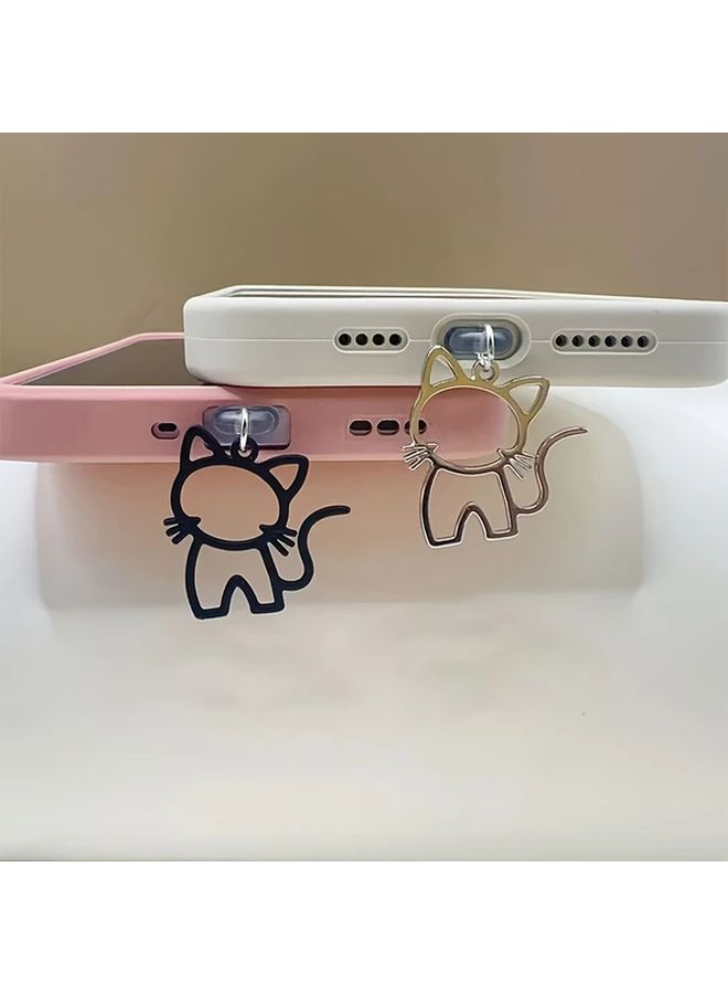 White Cute Hollow Cat Anti Dust Plug Lightning Port Protector Aluminum Alloy - Image 4