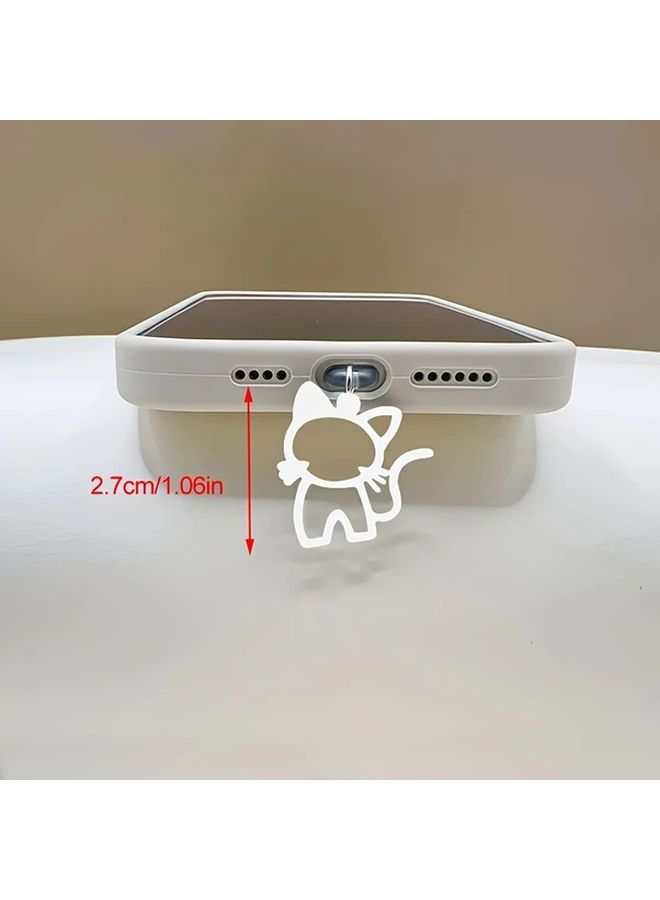 White Cute Hollow Cat Anti Dust Plug Lightning Port Protector Aluminum Alloy - Image 5