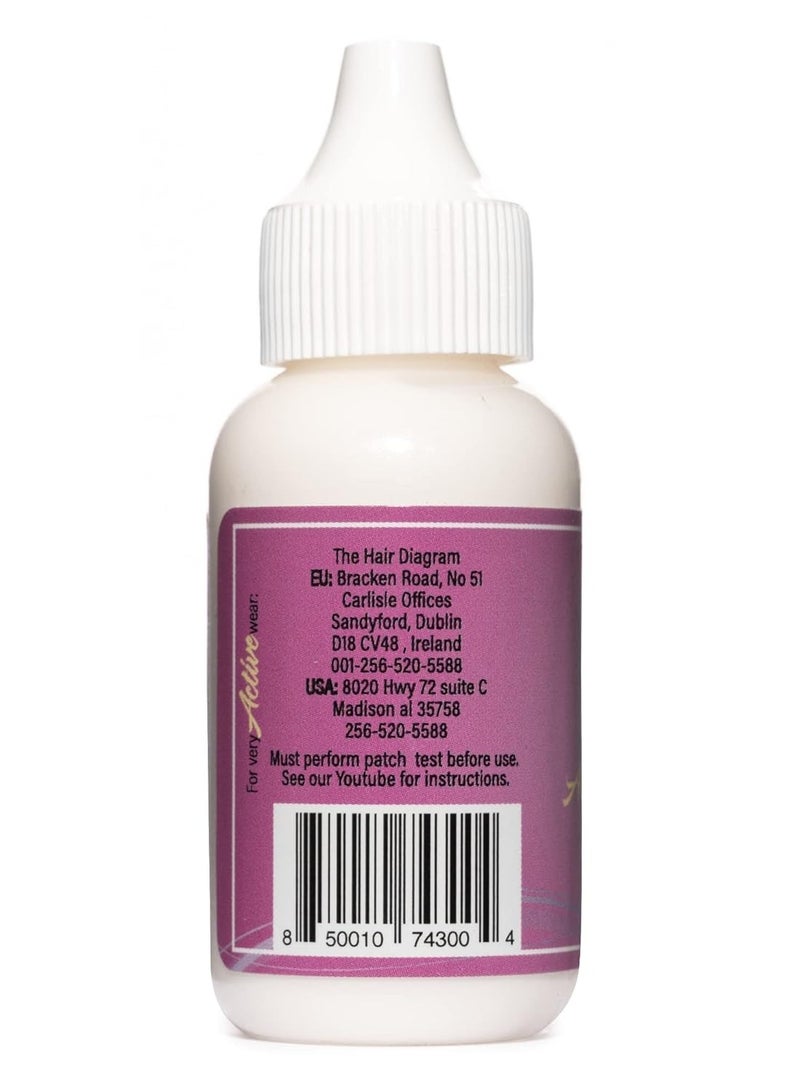 The Hair Diagram - Bold Hold Active Reloaded - Strong Hold Glue for Wigs and Hair Systems - Invisible Bonding - Formulated for Oily Skin - Non Toxic - Humidity Resistant & Water- Resistant -1.3oz
