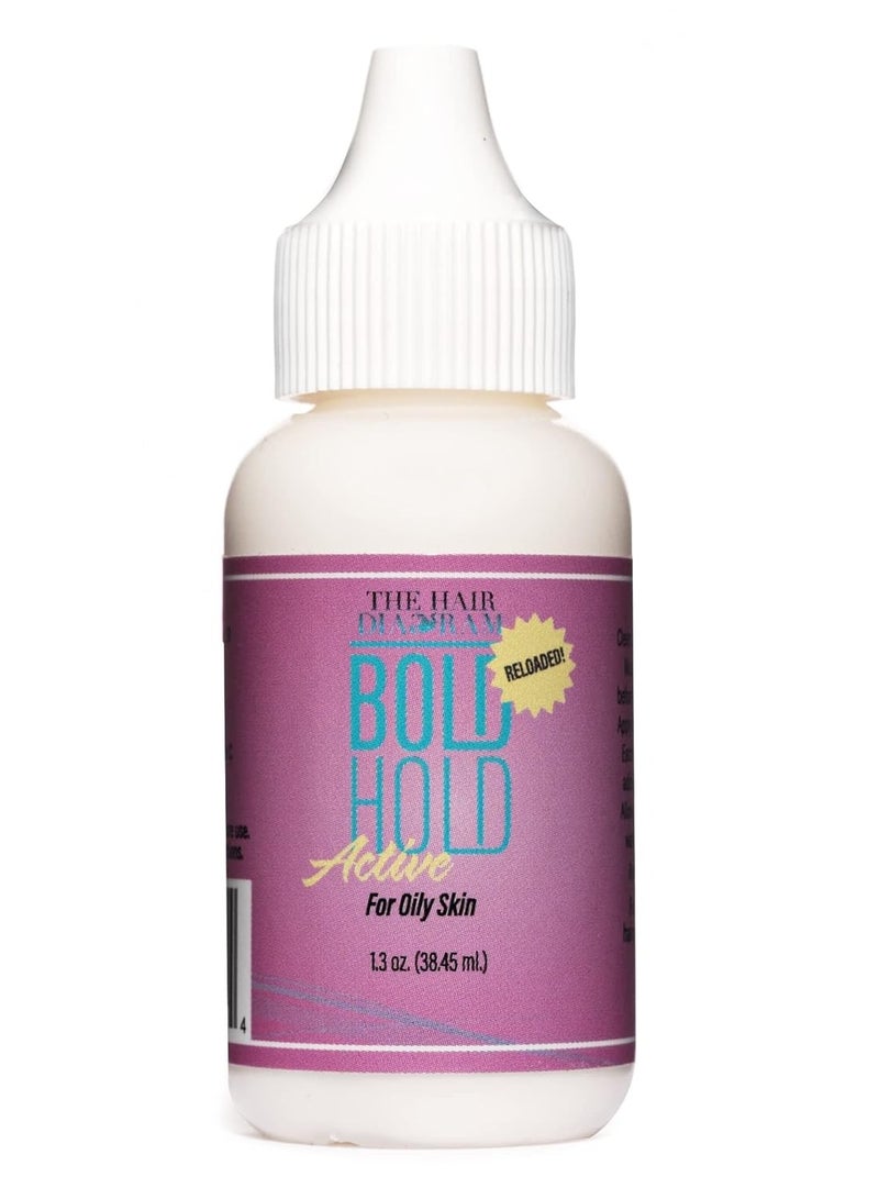 The Hair Diagram - Bold Hold Active Reloaded - Strong Hold Glue for Wigs and Hair Systems - Invisible Bonding - Formulated for Oily Skin - Non Toxic - Humidity Resistant & Water- Resistant -1.3oz