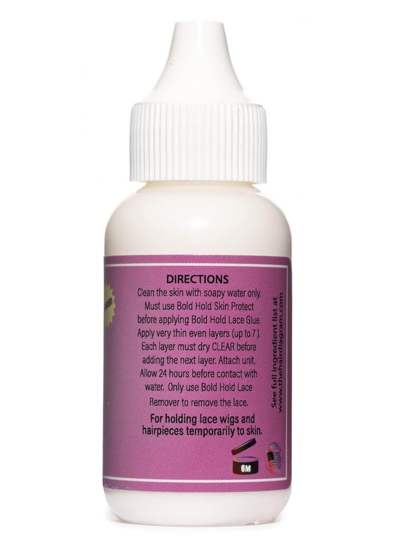 The Hair Diagram - Bold Hold Active Reloaded - Strong Hold Glue for Wigs and Hair Systems - Invisible Bonding - Formulated for Oily Skin - Non Toxic - Humidity Resistant & Water- Resistant -1.3oz