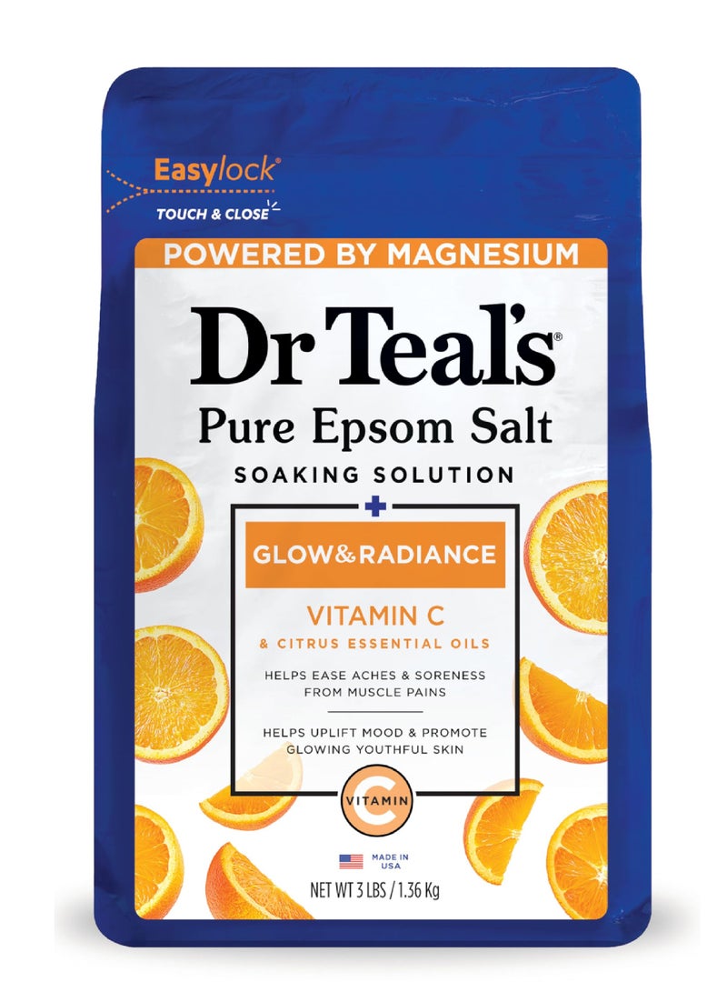 Dr. Teals DR.TEALS PURE EPSOM SALT SOAKING SOLUTION GLOW&RADIANCE VIT.C CITRUS 1.36KG