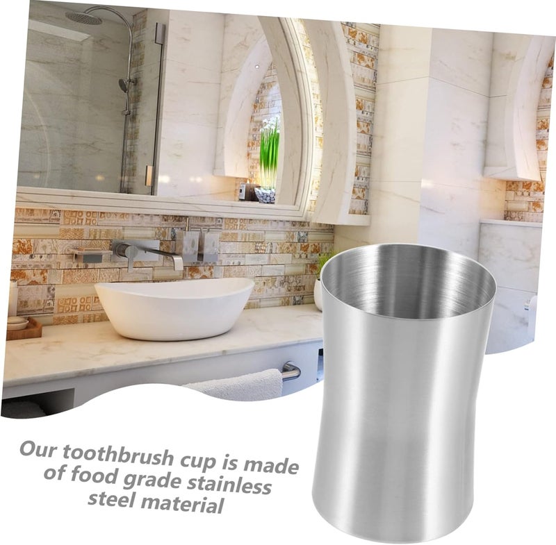 Stainless Steel Toothbrush Cup: 10 X 6.5 Cm Odor-free Multifunctional Rinse Cup - Easy To Clean Toothbrush Holder For Bathroom And Travel - Image 2