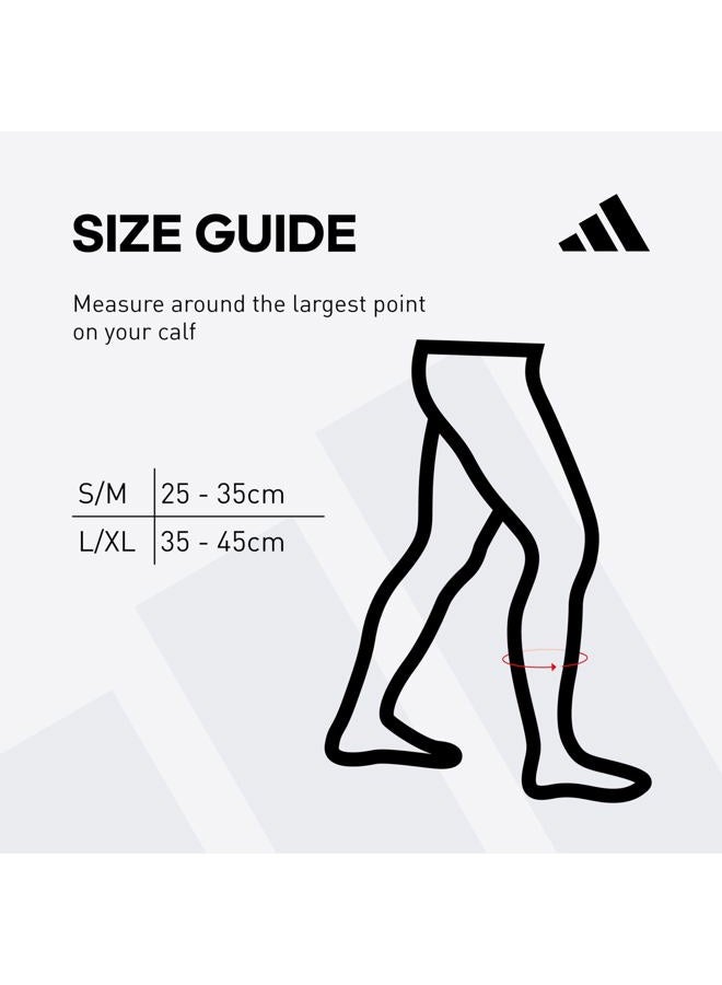 Adidas أكمام ضغط الساق للنساء والرجال - زوج من أكمام الساق للجري، التدريب، والتمارين الأقوى - قابلة للتنفس وخفيفة الوزن - دعم ضغط الساق المتين - أبيض، S/M - Image 2