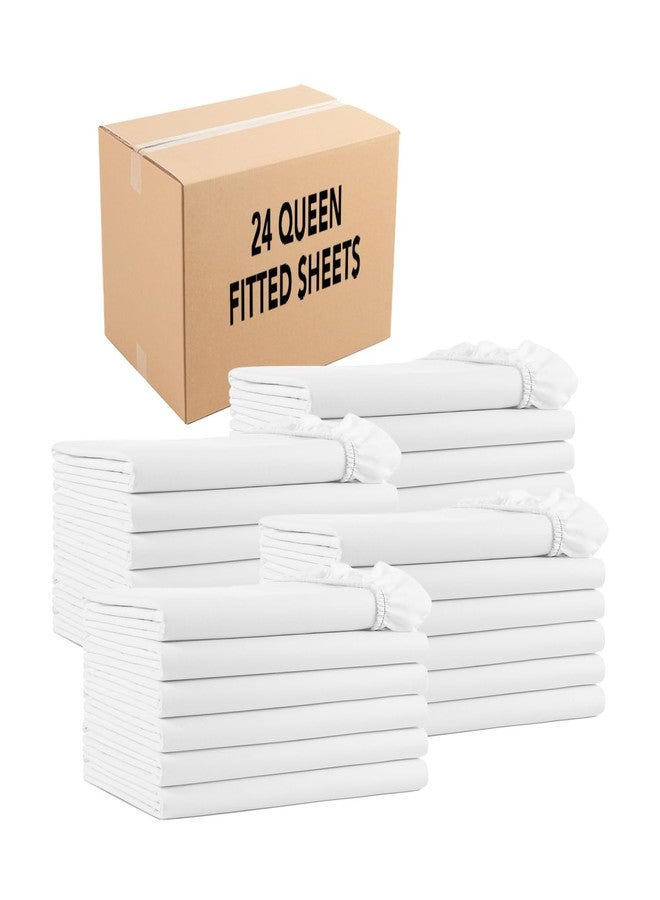 Arkwright, LLC Arkwright Bulk Queen Fitted Bed Sheets - Pack of 6 - Soft Cotton Blend Bottom Sheet Only with Deep Pocket, Hotel Collection Bedding for Hosts, Resorts, and Vacation Rentals, White - Image 2