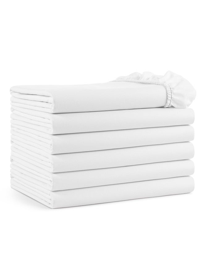 Arkwright, LLC Arkwright Bulk Queen Fitted Bed Sheets - Pack of 6 - Soft Cotton Blend Bottom Sheet Only with Deep Pocket, Hotel Collection Bedding for Hosts, Resorts, and Vacation Rentals, White - Image 1