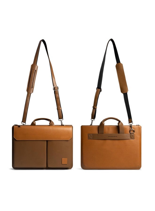 DailyObjects Leather Urban Tech Briefcase Bag | Laptop Messenger Bag with Sturdy Handle | Detachable Shoulder Strap | Magnetic Closure & Trolley Sleeve | Compatible with 16" MacBook & 15.6" Laptops - Image 5