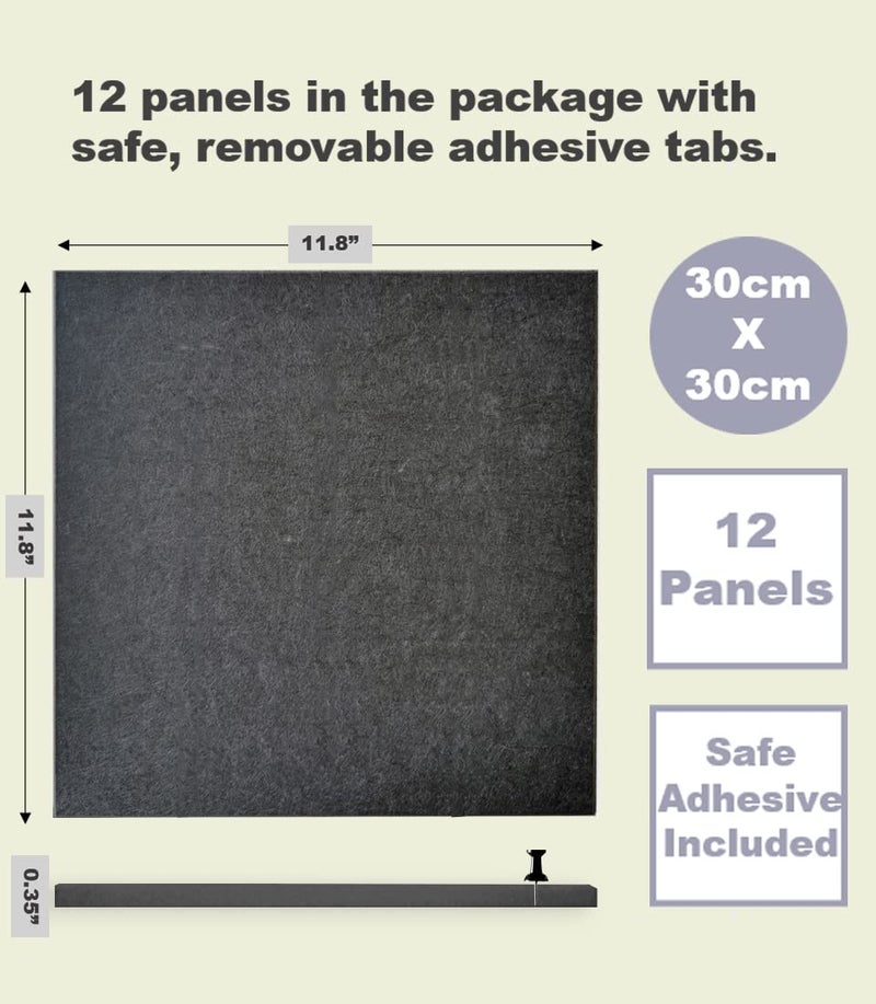 DECORITA Black Cork Board 47"x35" - 12 Pack Felt Wall Tiles with Safe Removable Adhesive Tabs, Large Cork Board 48 x 36 inches Cork Board for Office Large Cork Boards for Walls 72 x 48 - Gray Black - Image 5