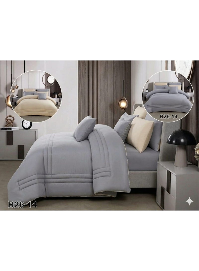 8-piece double bed sheet set, summer style, plain, reversible – comfort and freshness with a modern design - Image 4