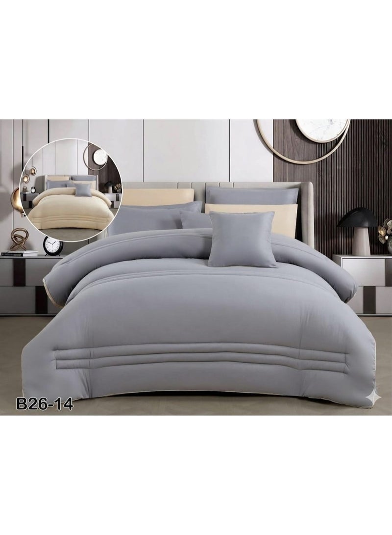 8-piece double bed sheet set, summer style, plain, reversible – comfort and freshness with a modern design - Image 1