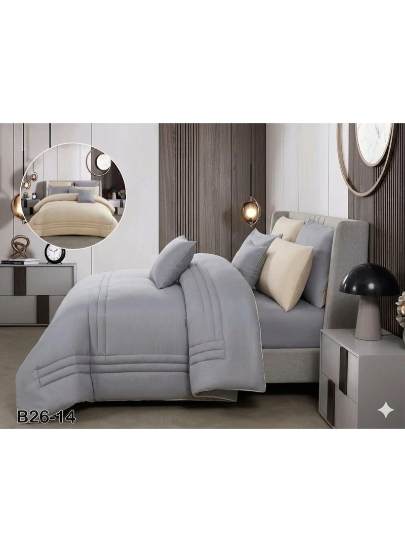 8-piece double bed sheet set, summer style, plain, reversible – comfort and freshness with a modern design - Image 3