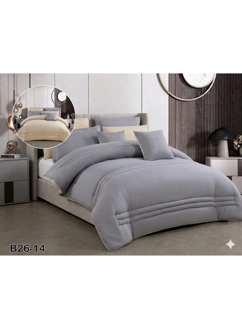 8-piece double bed sheet set, summer style, plain, reversible – comfort and freshness with a modern design - Image 2