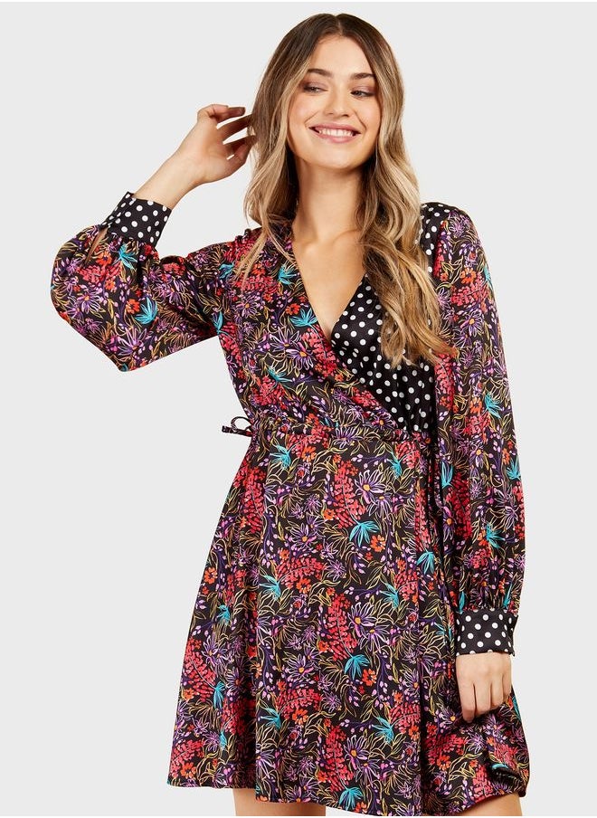 Little Mistress Mixed Print Mini Dress by Vogue Williams  - Image 4