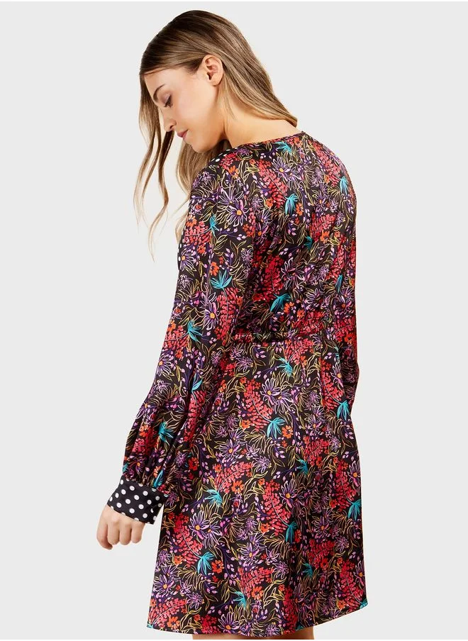 ليتل مسترس Mixed Print Mini Dress by Vogue Williams