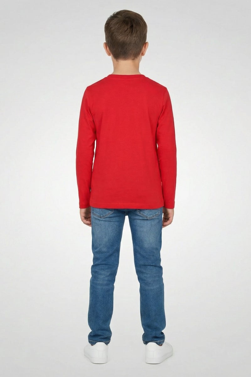 Hamleys Kids Boy Crew Neck Graphic Print Long Sleeve Sequence T-Shirt, Red - Image 2