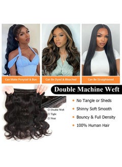 QTHAIR Brazilian Virgin Hair 14A Grade Body Wave Bundles 100% Unprocessed Virgin Brazilian Body Wavy Human Hair Bundles 20" 18" 16" 300G Brazilian Body Wave Human Hair Extensions  - Image 3