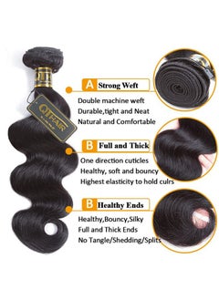 QTHAIR Brazilian Virgin Hair 14A Grade Body Wave Bundles 100% Unprocessed Virgin Brazilian Body Wavy Human Hair Bundles 20" 18" 16" 300G Brazilian Body Wave Human Hair Extensions  - Image 2
