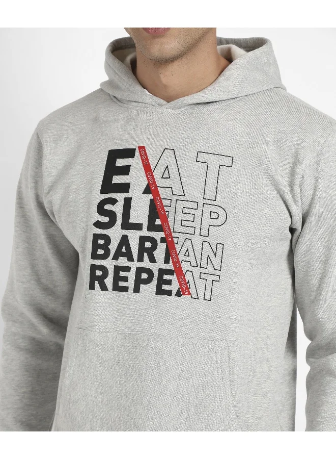Campus Sutra Men's Light Grey Eat Sleep Bartan Repeat Hoodie