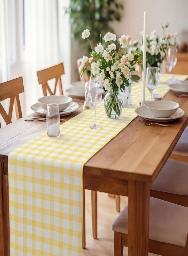 Tinlade Yellow White Checkered Paper Table Runner Roll 25' Long x 16" Wide Disposable Gingham Table Runner for Easter Spring Birthday Party Wedding Baby Shower Bridal Holiday Tabletop Home Decor - Image 3