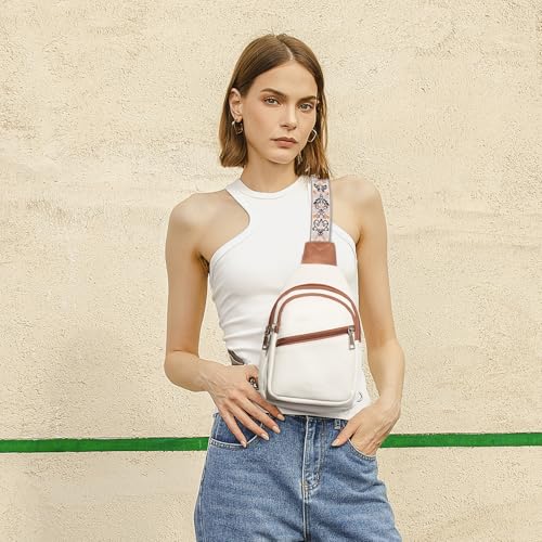 Telena Sling Bag for Women Crossbody Bags Purse for Women Vegan Leather Fanny Pack with Adjustable Strap Beige Brown - Image 2