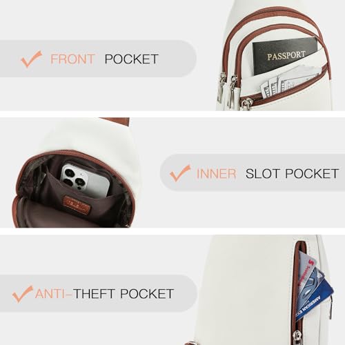 Telena Sling Bag for Women Crossbody Bags Purse for Women Vegan Leather Fanny Pack with Adjustable Strap Beige Brown - Image 4
