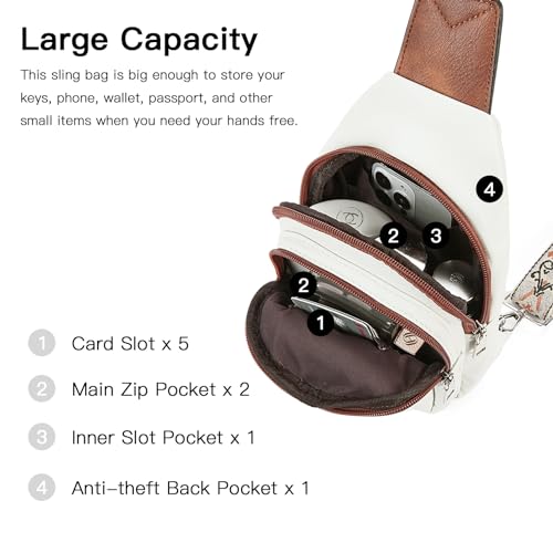 Telena Sling Bag for Women Crossbody Bags Purse for Women Vegan Leather Fanny Pack with Adjustable Strap Beige Brown - Image 3