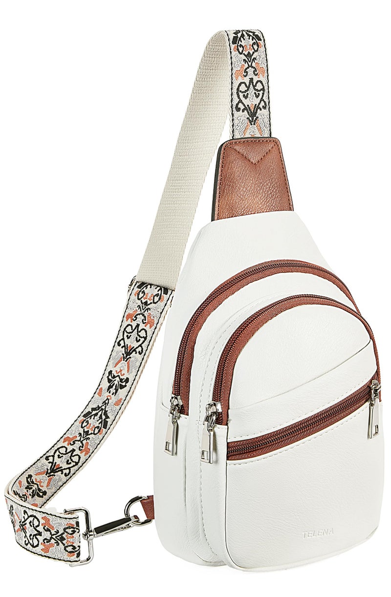 Telena Sling Bag for Women Crossbody Bags Purse for Women Vegan Leather Fanny Pack with Adjustable Strap Beige Brown - Image 1