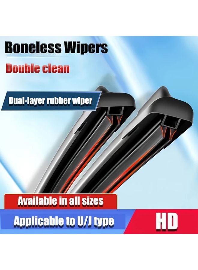 14in 350mm Universal Car Windshield Wiper Blades Hook J U Type Adapter All Season - Image 2