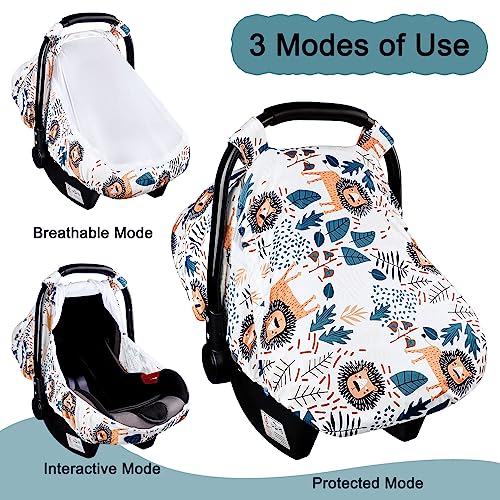 SWESEN Car Seat Covers for Babies, Lion Baby Car Seat Cover with Zipper Mesh, Carseat Cover Boy, Stretchy Infant Carseat Canopy, Animal - Image 5